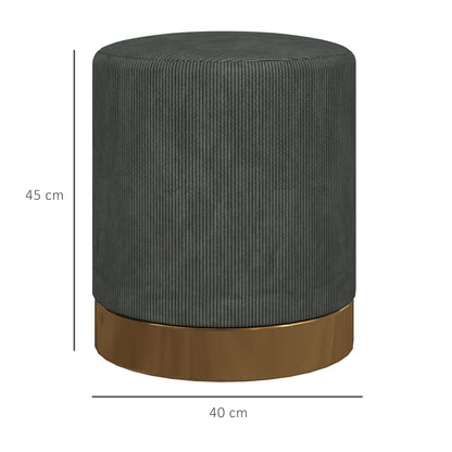 HOMCOM Soft Padded Corduroy Footstool - Dark Green