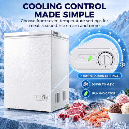 HOMCOM 91L Freestanding Chest Freezer with Removable Storage Basket, Chest Freezer with Mechanical Temperature Control, White