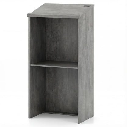 Podium Stand Hostess Stand for Speakers with Storage Shelf-Grey