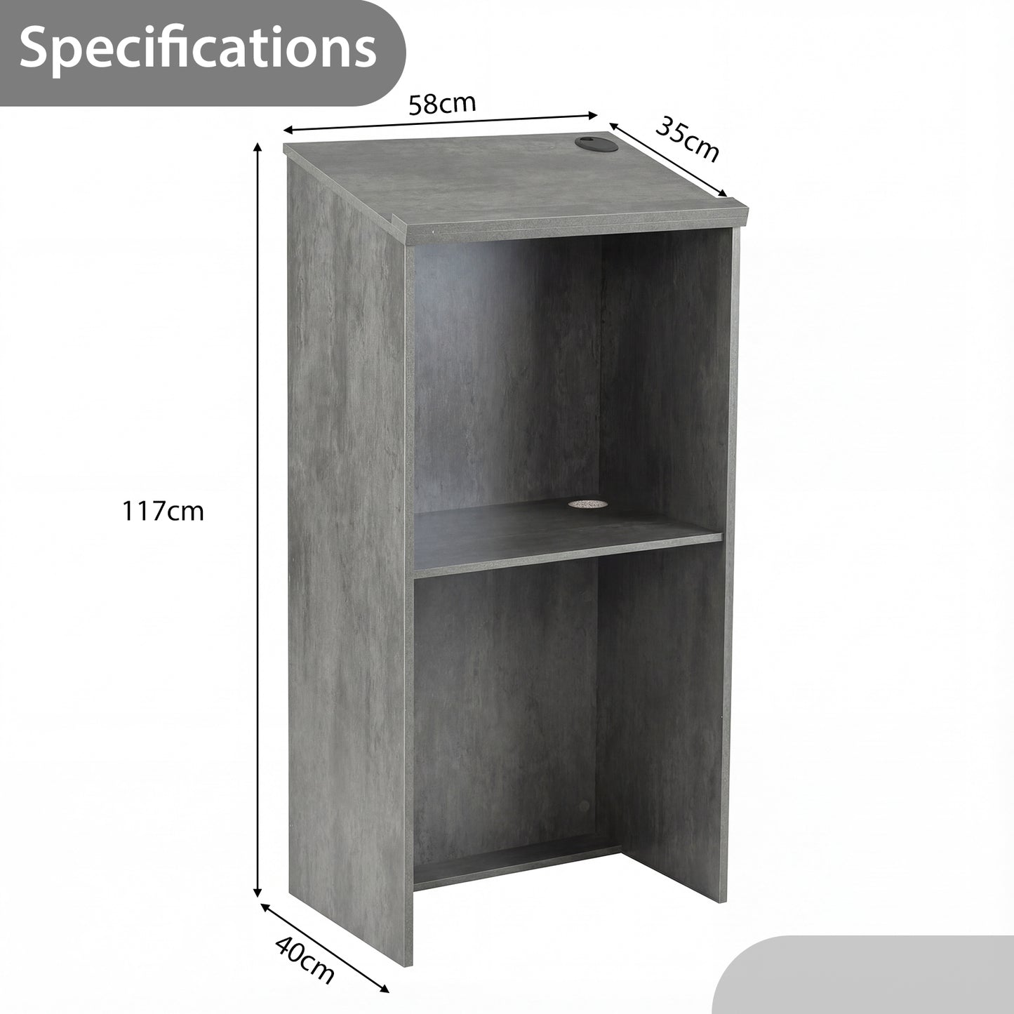 Podium Stand Hostess Stand for Speakers with Storage Shelf-Grey
