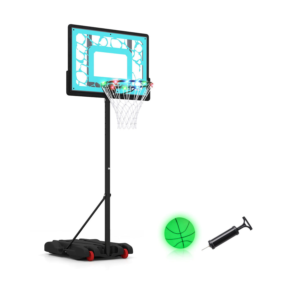 Pool Basketball Hoop with LED 8-Height Adjustable Swimming Pool Basketball