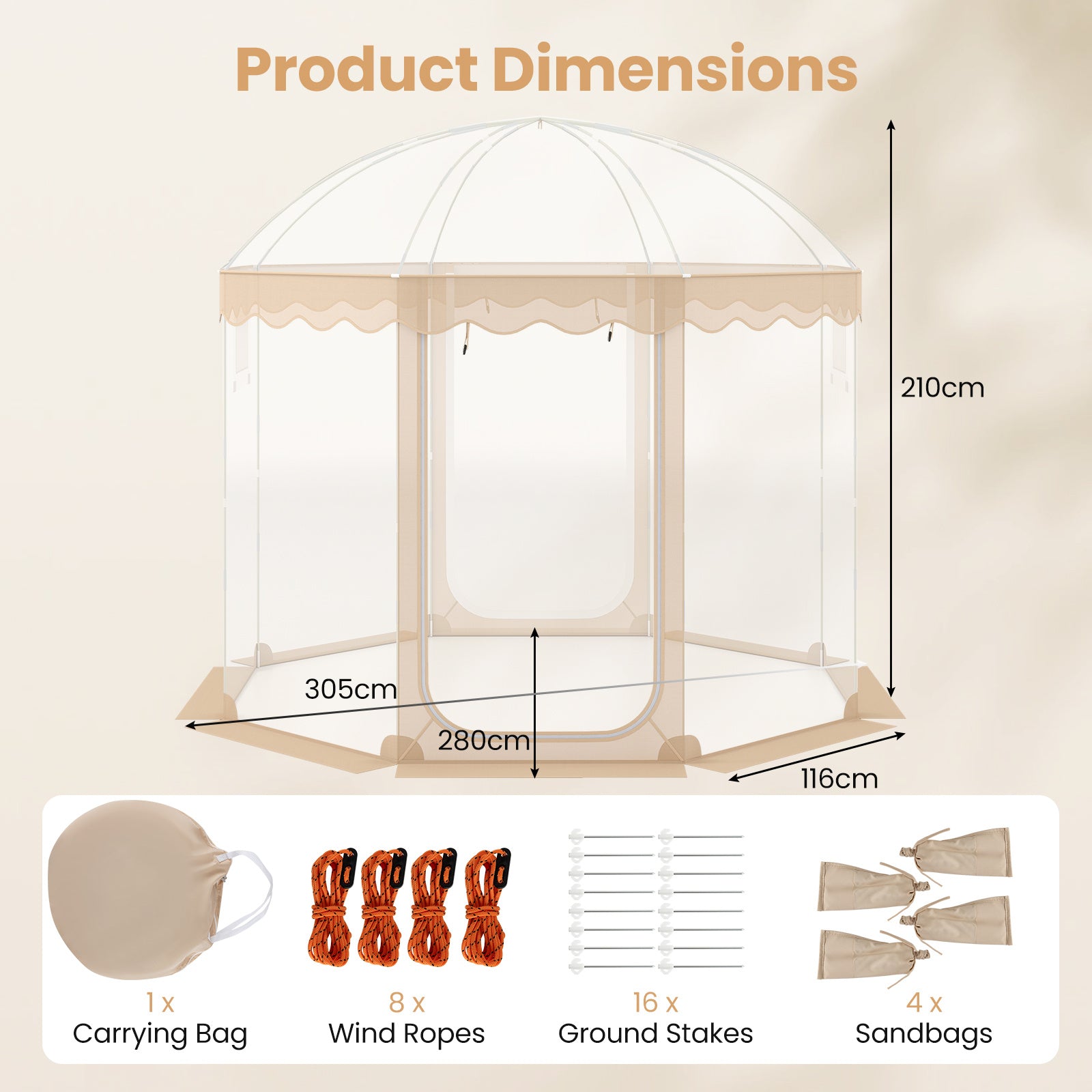 Pop Up Bubble Tent 305x305 cm for 8-10 People Weatherproof Pod