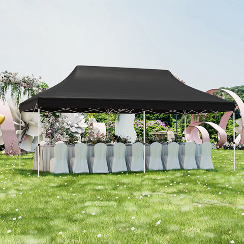 300 x 600 cm Pop-up Canopy Tent with Carrying Bag-Black
