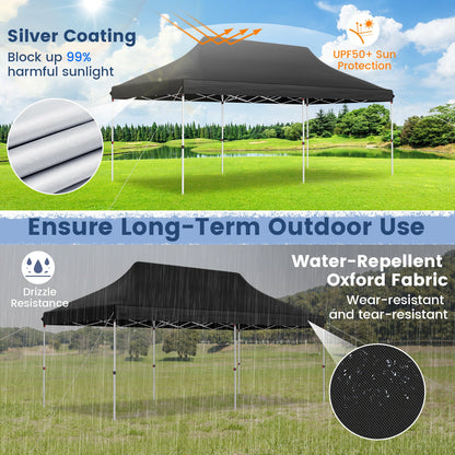 300 x 600 cm Pop-up Canopy Tent with Carrying Bag-Black