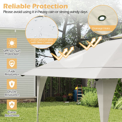 395 x 395 cm Pop up Canopy Tent with Vented Top and 8 Drainage Holes-Beige