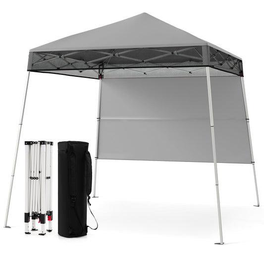 Pop up Canopy Tent with 1 Sidewall Outdoor Easy Setup Folding Gazebo Shelter-Grey