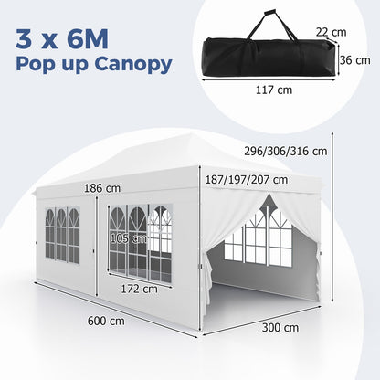 Pop-up Canopy Tent with 6 Detachable Sidewalls and Carrying Bag-White