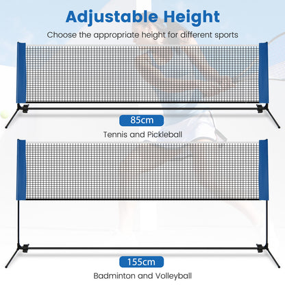 Portable Badminton Net with Poles and Carrying Bag for Lawn-Blue