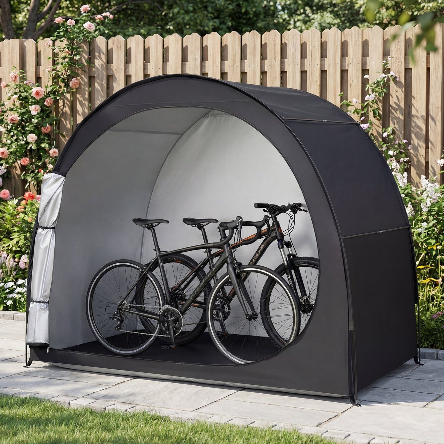 Portable Bicycle Shed with Waterproof PU Coated Oxford Fabric-Black
