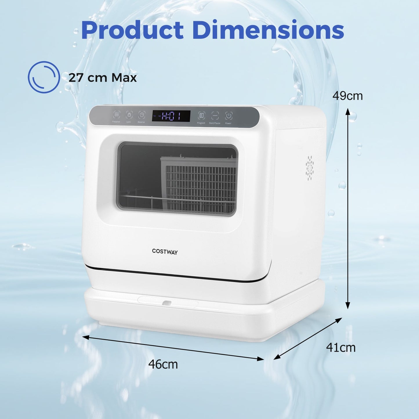 Portable Dishwasher with Preserve Function and 6 Programs