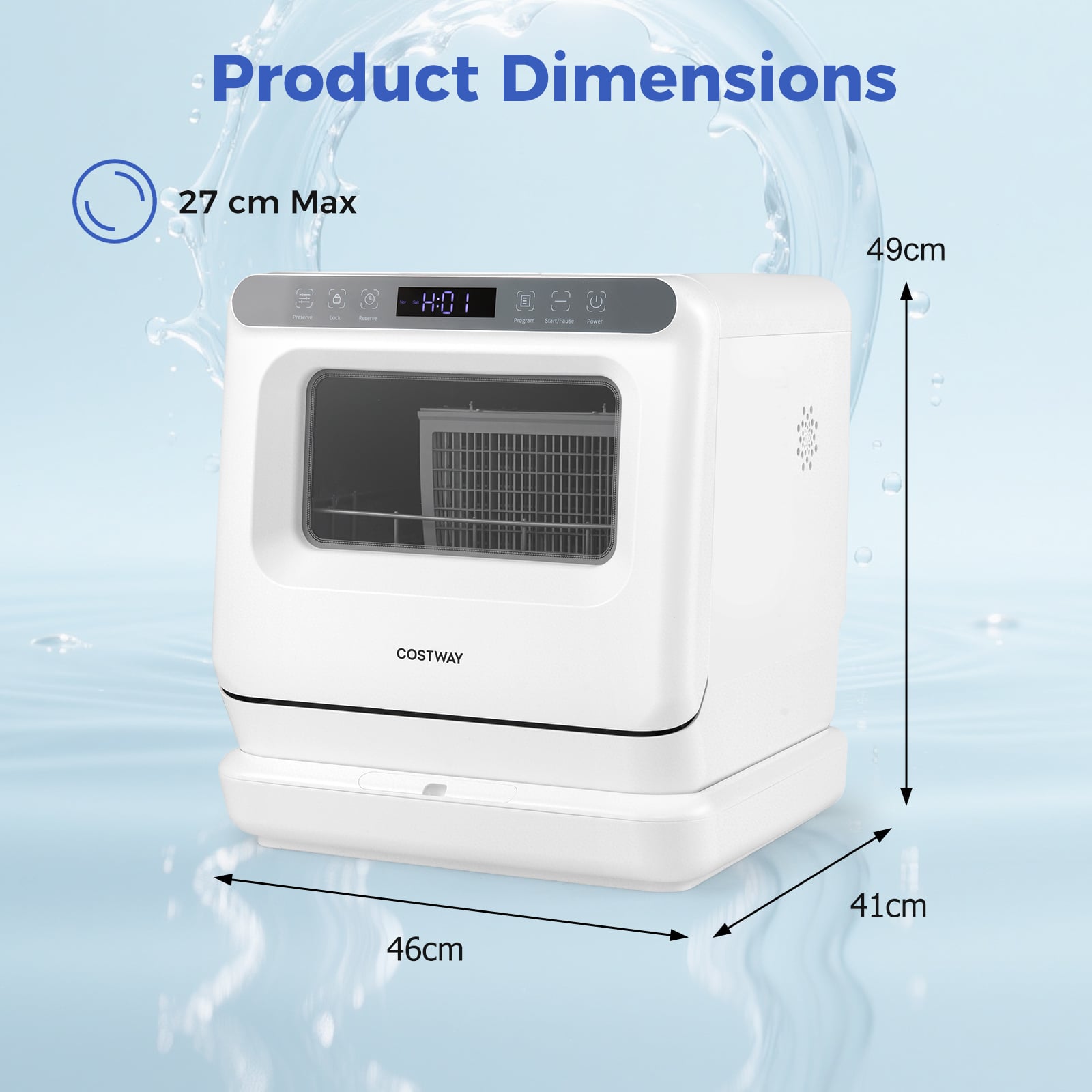 Portable Dishwasher with Preserve Function and 6 Programs