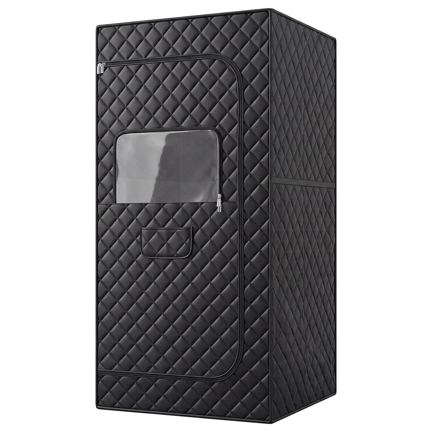 Portable Far Infrared Sauna Box for Home with Heated Foot Pad-Black