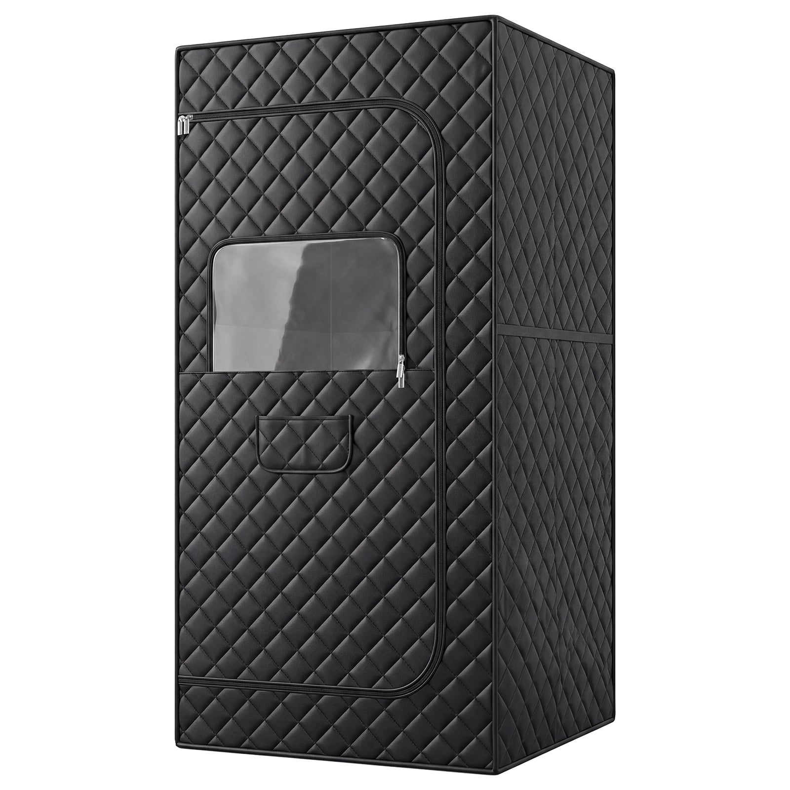 Portable Far Infrared Sauna Box for Home with Heated Foot Pad-Black