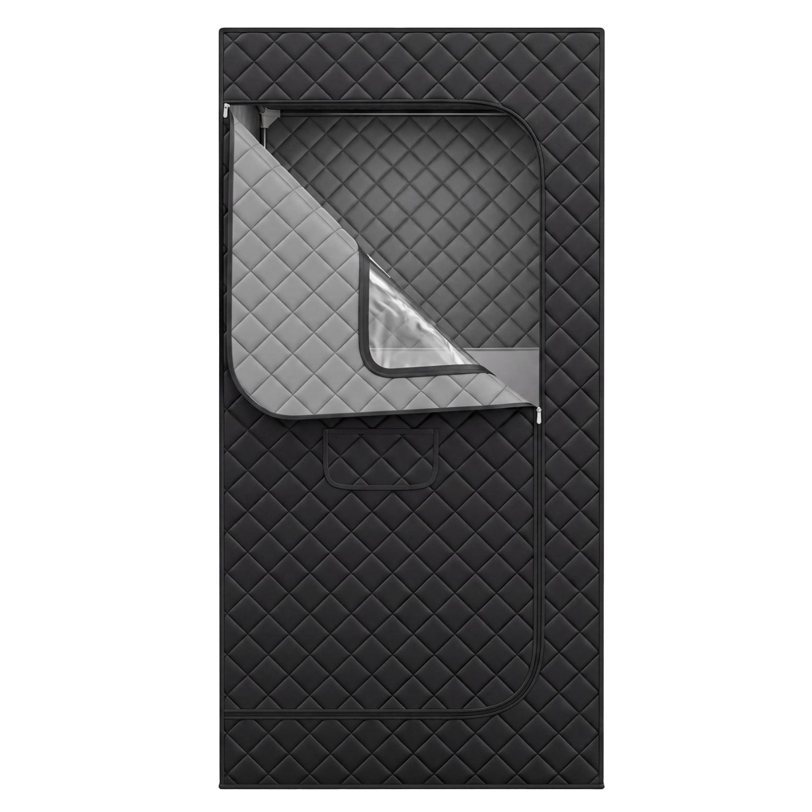 Portable Far Infrared Sauna Box for Home with Heated Foot Pad-Black