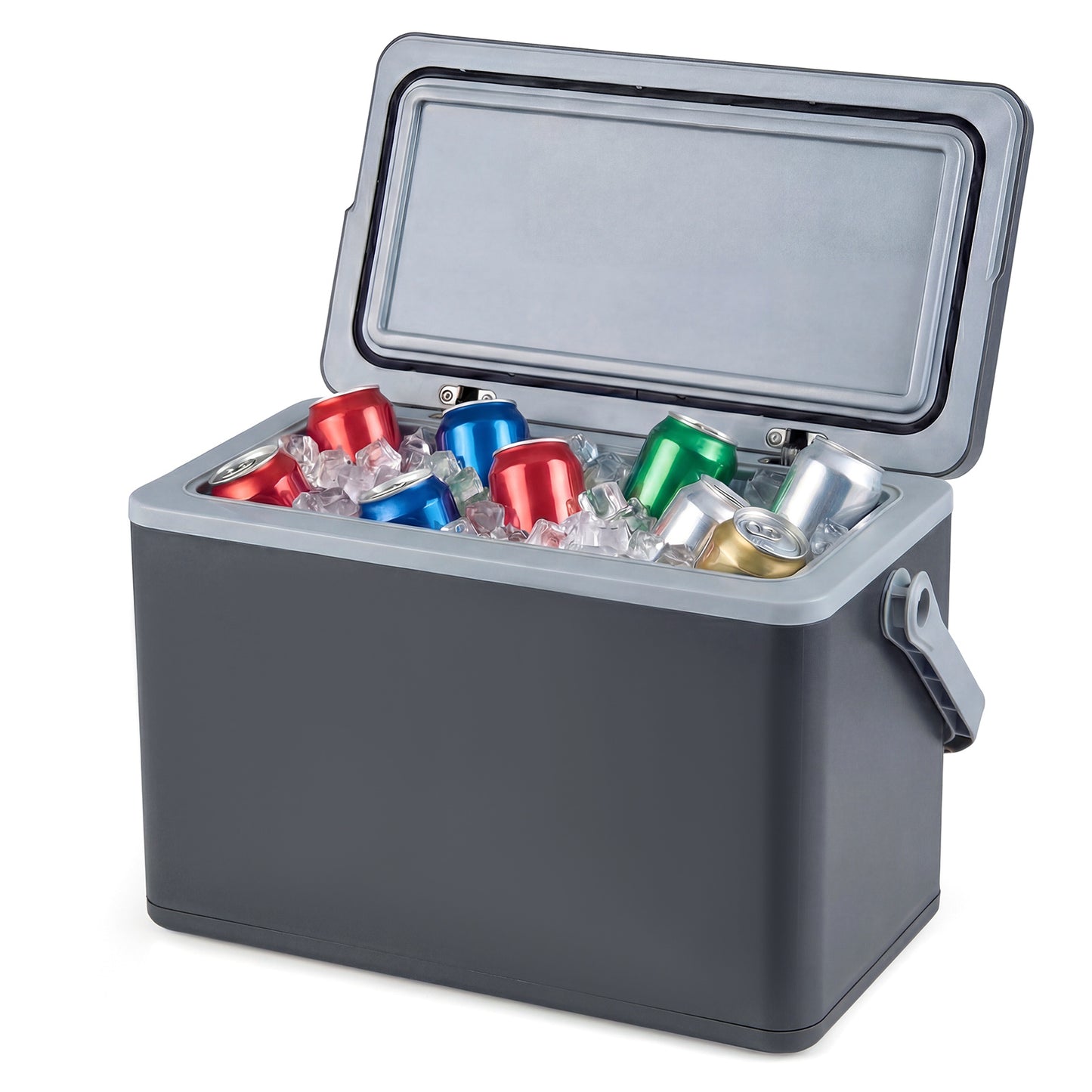 Portable Hard Cooler 12 L Injection Molded Insulated Ice Chest with Easy-Grip Handle-Grey