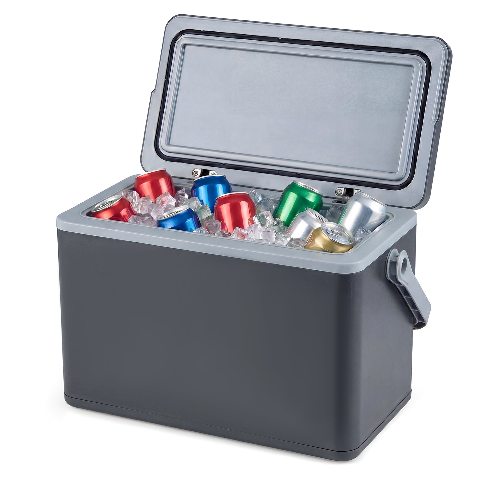 Portable Hard Cooler 12 L Injection Molded Insulated Ice Chest with Easy-Grip Handle-Grey
