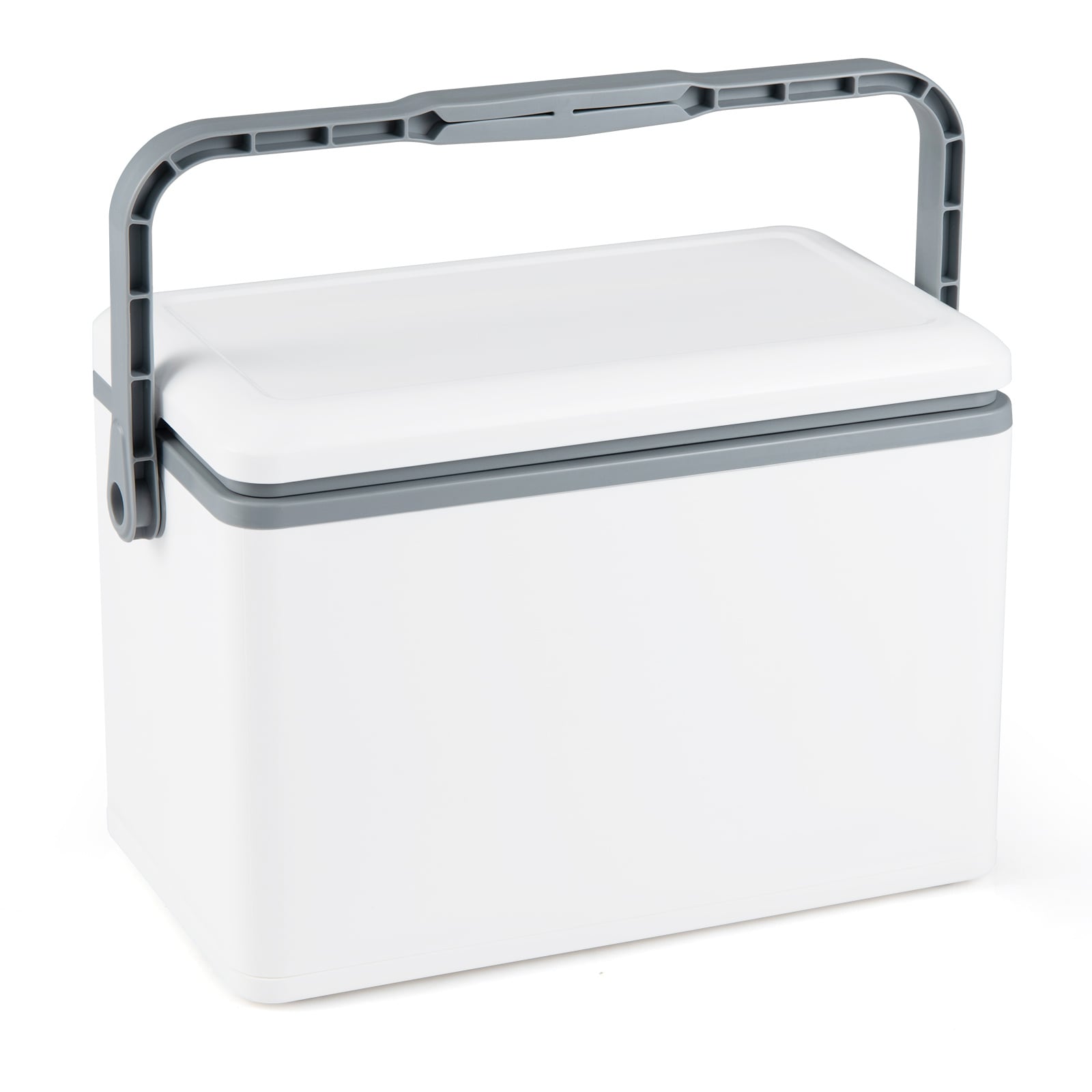 Portable Hard Cooler 12 L Injection Molded Insulated Ice Chest with Easy-Grip Handle-White