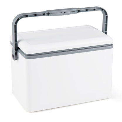Portable Hard Cooler 12 L Injection Molded Insulated Ice Chest with Easy-Grip Handle-White