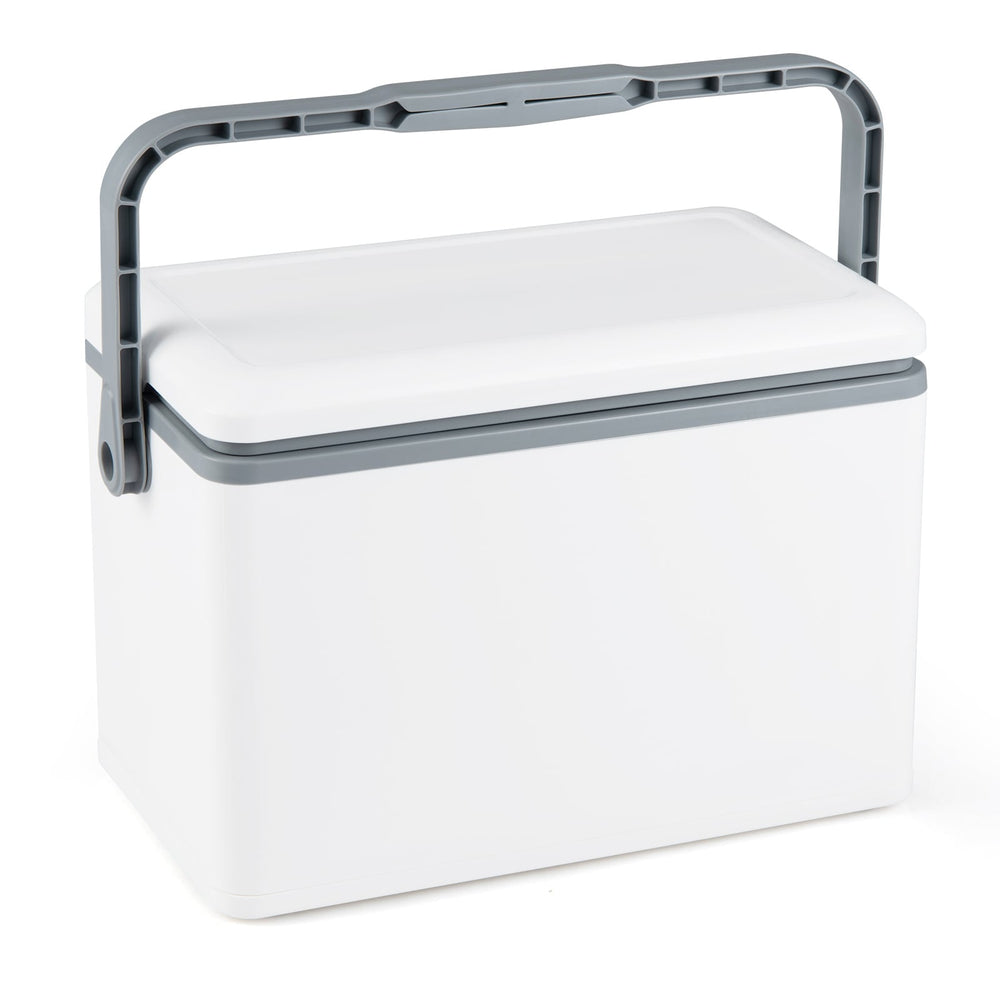 Portable Hard Cooler 12 L Injection Molded Insulated Ice Chest with Easy-Grip Handle-White