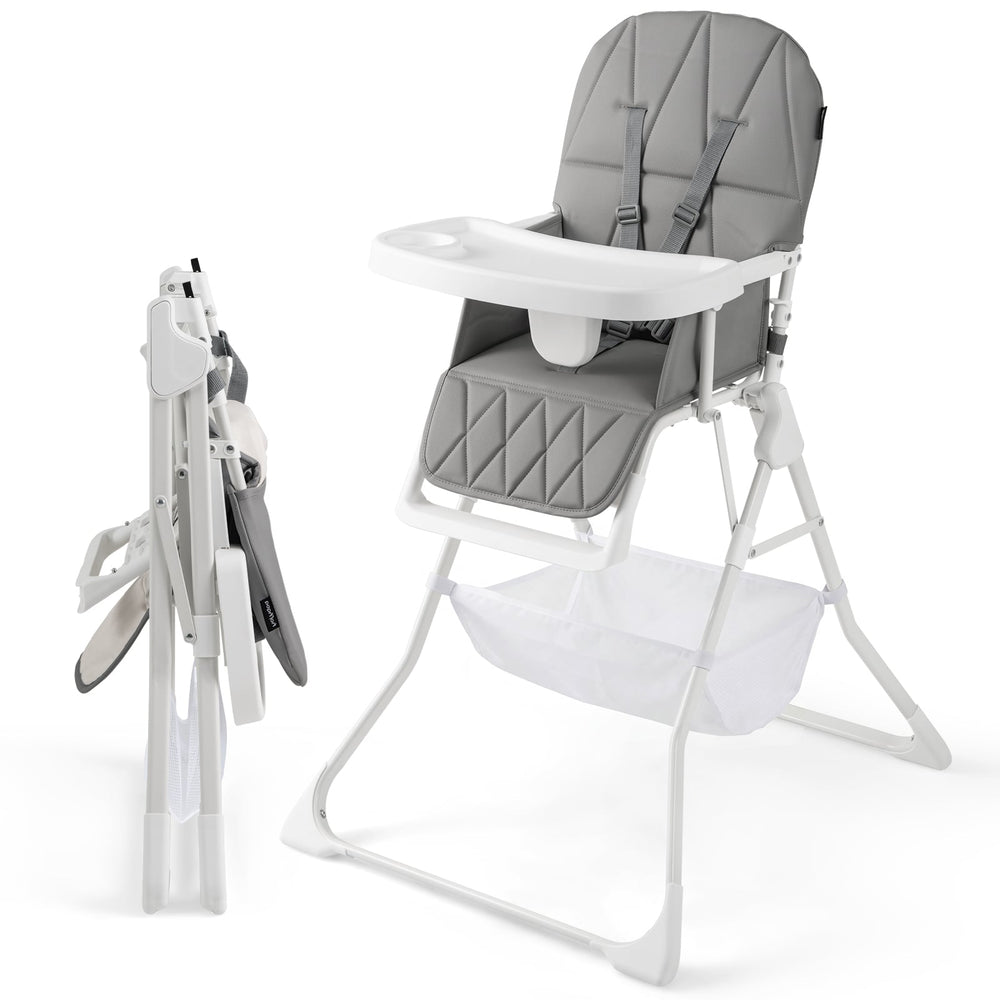 Portable High Chair with 3-Level Adjustable Tray and Footrest-Grey