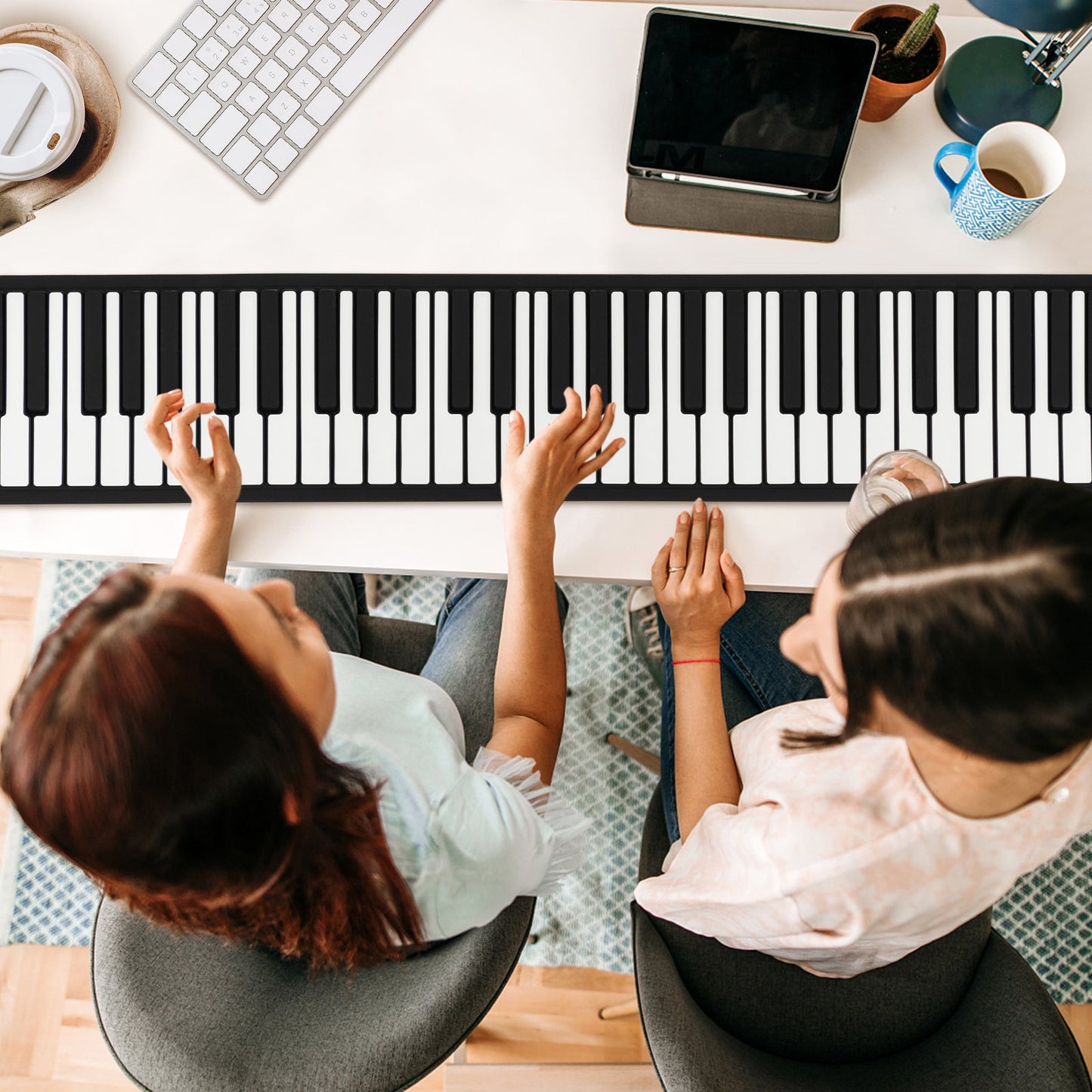 Portable 88-Key Roll Up Electronic Piano for Kids and Beginners-White