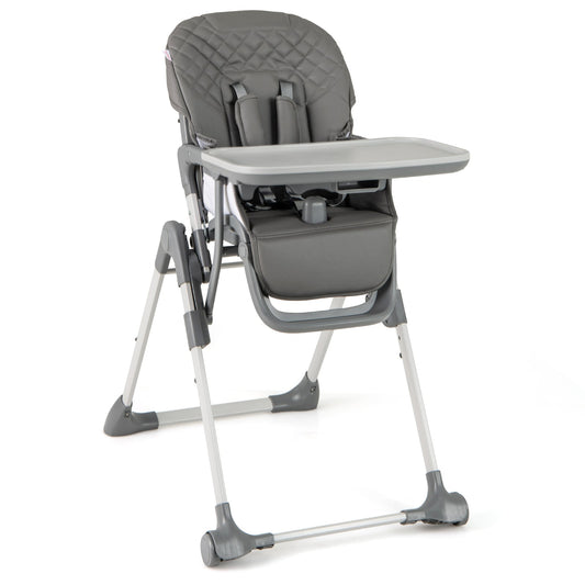 Portable Adjustable Highchair with Footrest and Detachable Tray for Babies-Grey