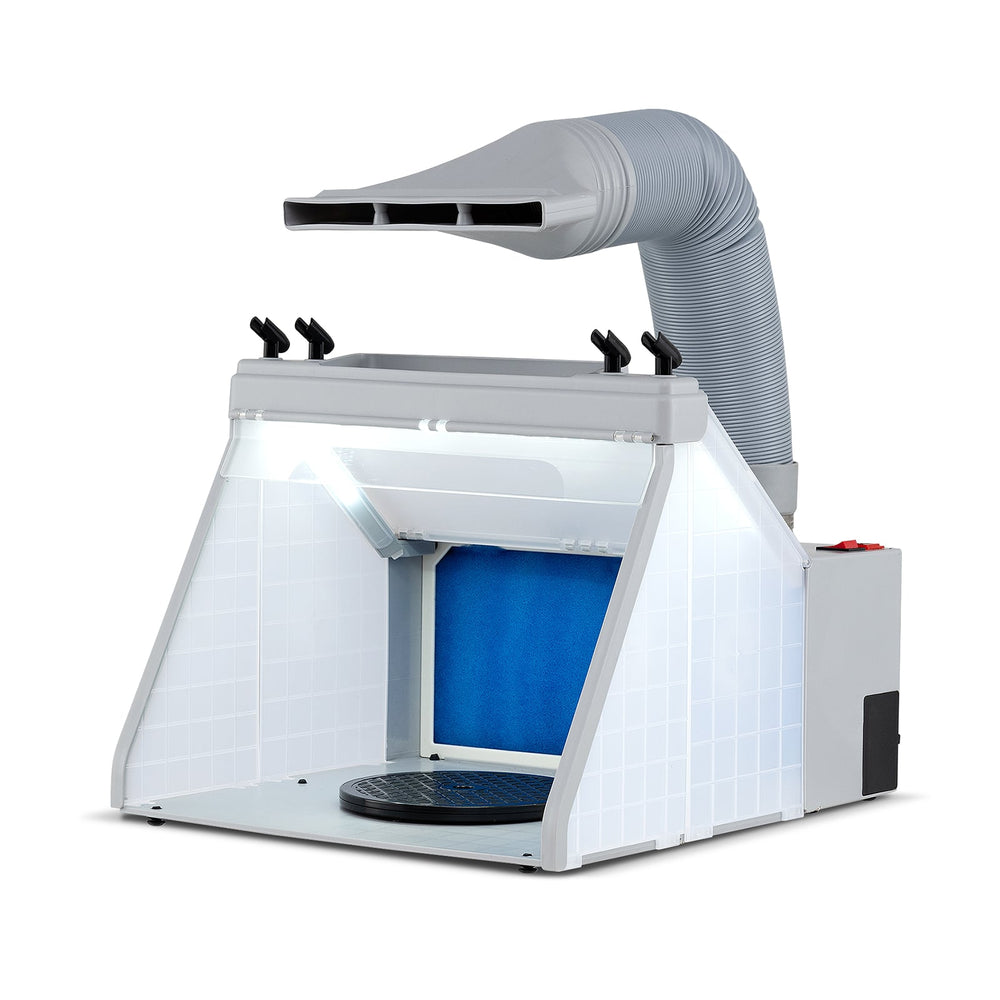 Portable Airbrush Paint Spray Booth Kit with LED Lights and Turntable