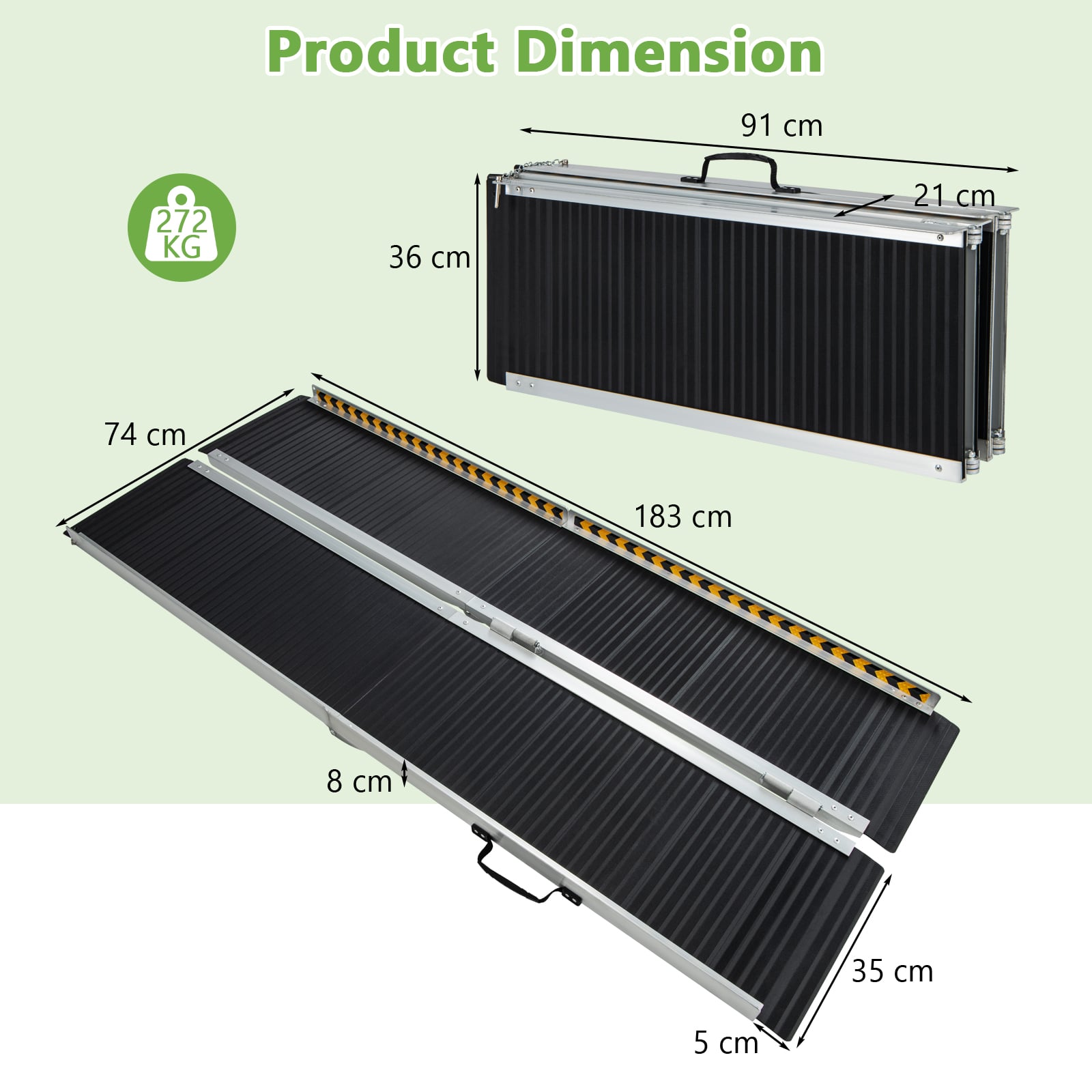 Portable Aluminum Wheelchair Ramp with Transition Plate-6FT