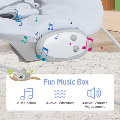 Portable Baby Bouncer Infant Rocker Seat with Detachable Toy Bar-Gray