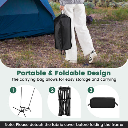 Portable Camping Chair High Back Ultra-Lightweight Foldable Backpacking Chair-Black