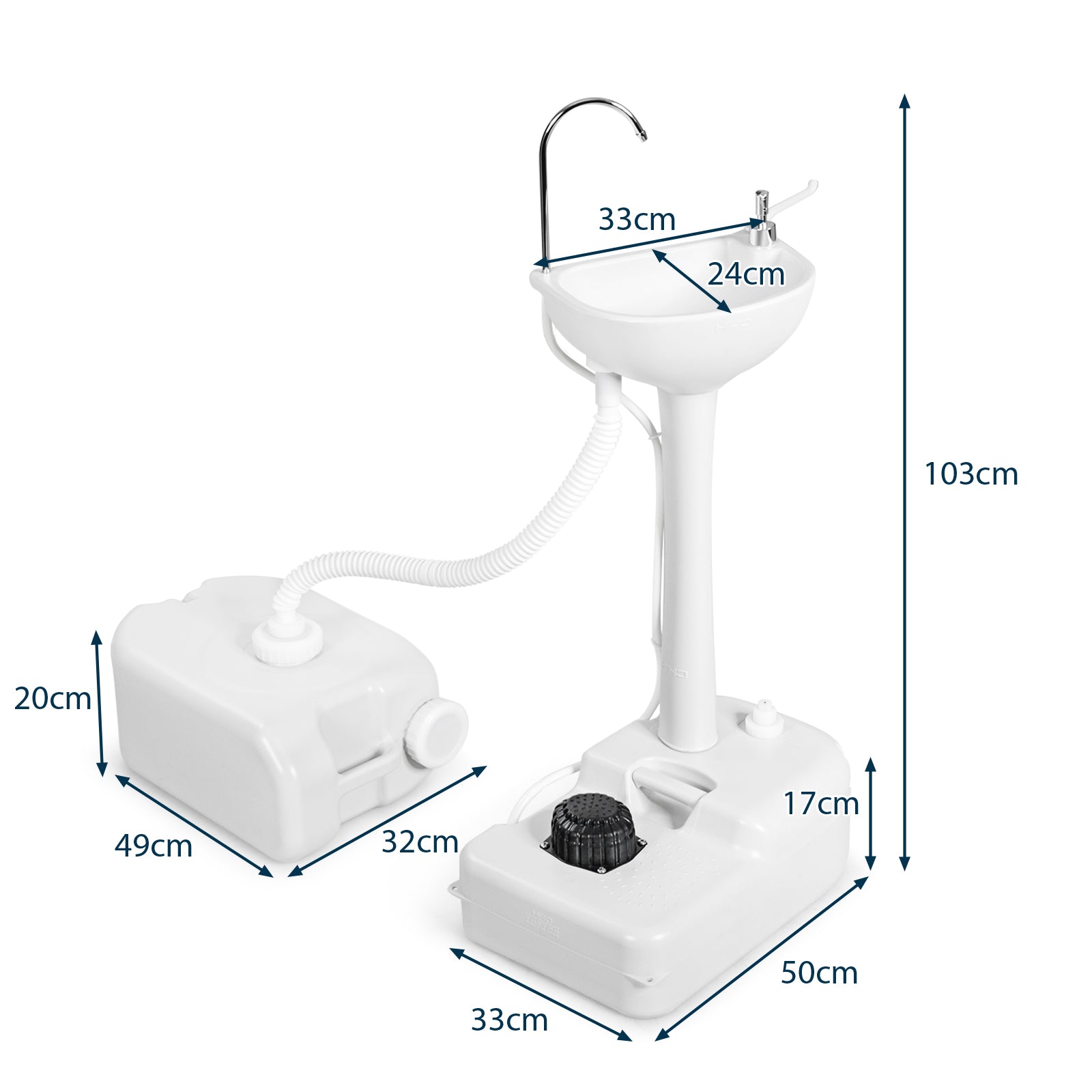 Portable Camping Sink with Rolling Wheels and Running Faucet