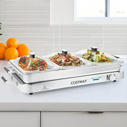 Portable Electric Buffet Server 2 in 1 Electric Warming Tray