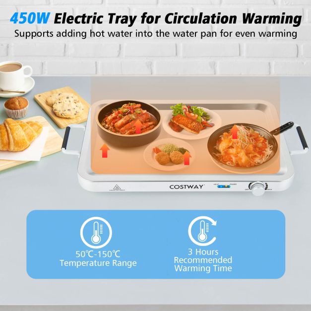 Portable Electric Buffet Server 2 in 1 Electric Warming Tray