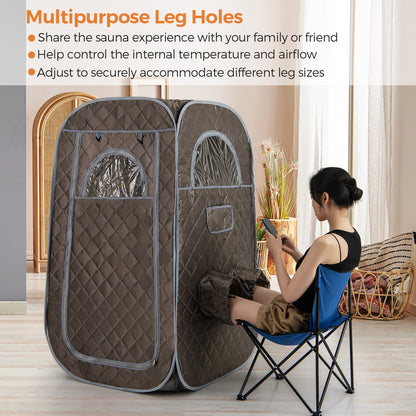 Portable Steam Sauna Tent with 1000W 3L Steam Generator and Chair-Grey