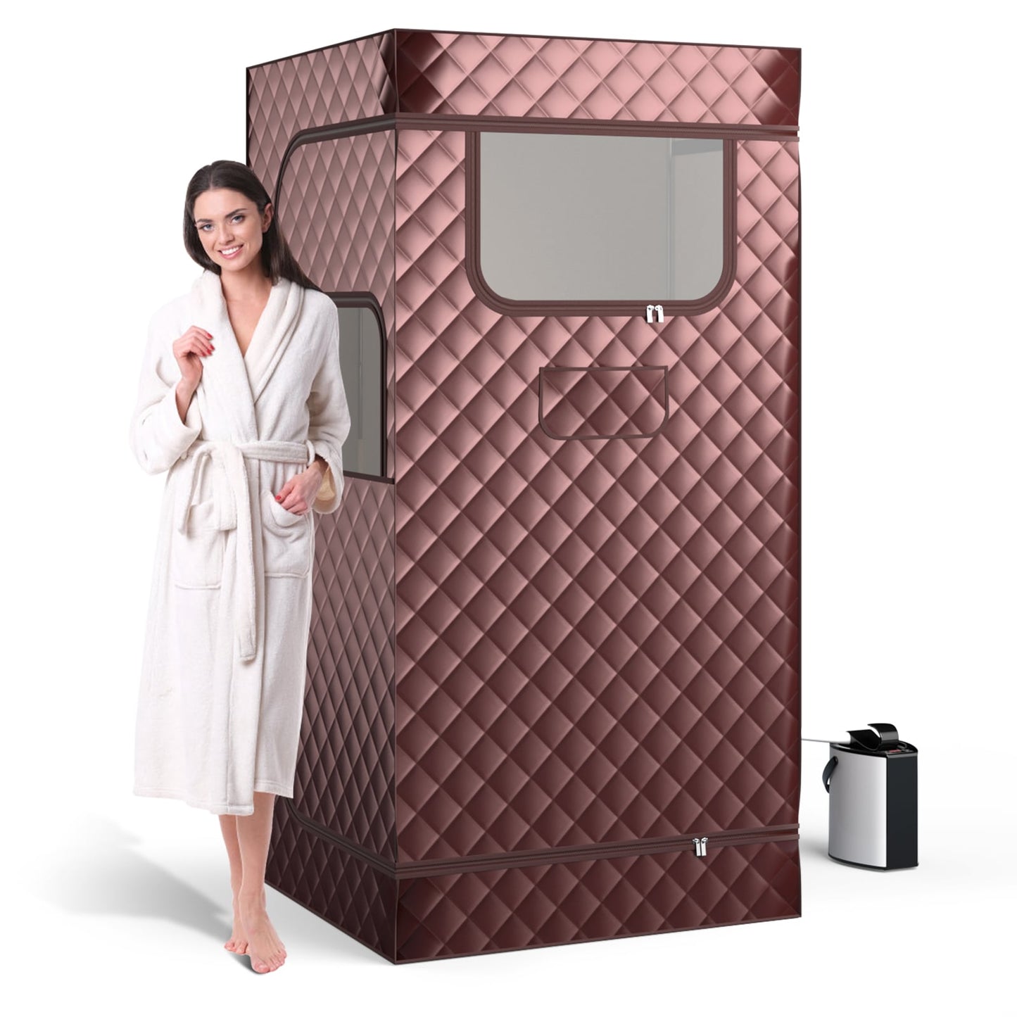 Portable Steam Sauna for Home with 3L Steam Generator-Coffee