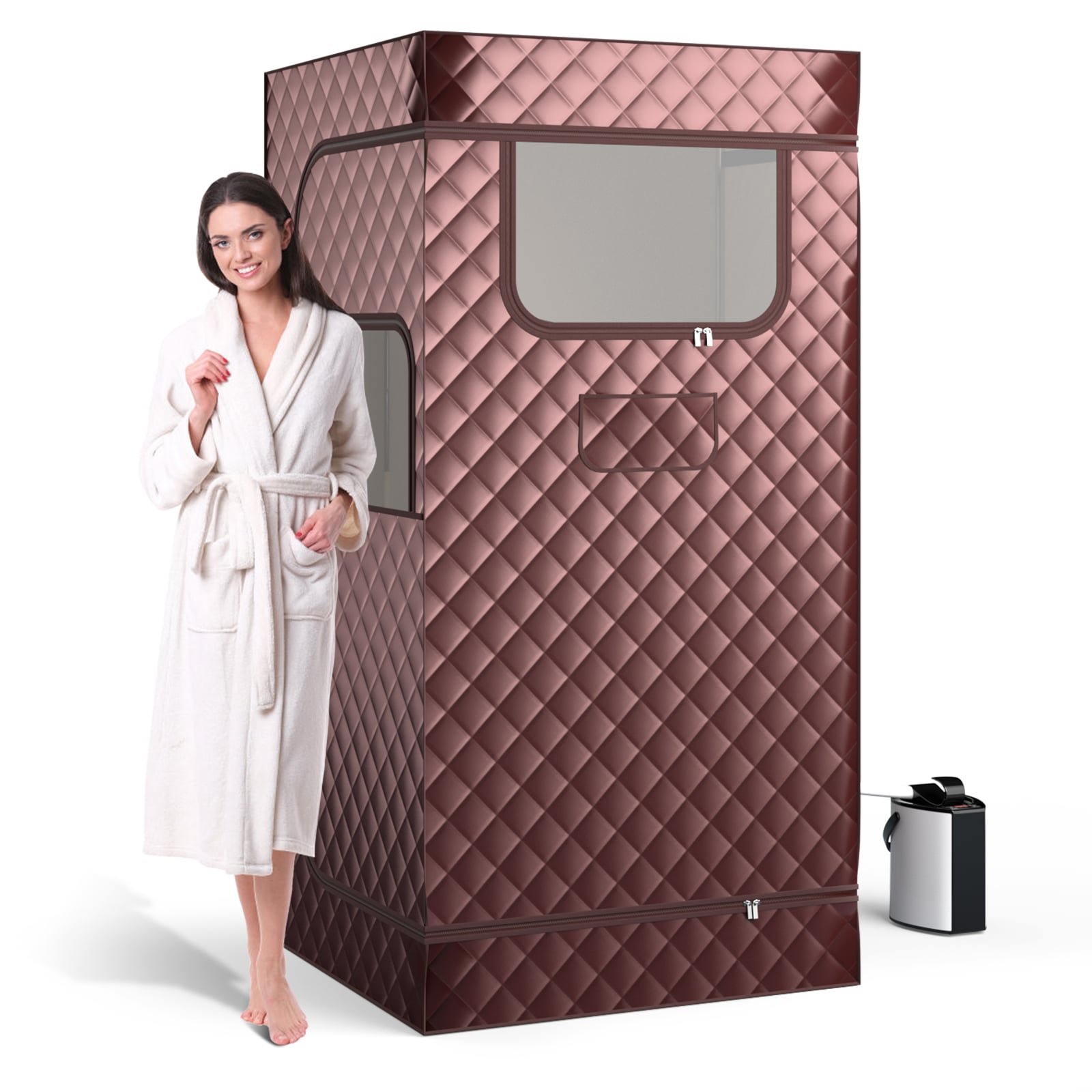 Portable Steam Sauna for Home with 3L Steam Generator-Coffee