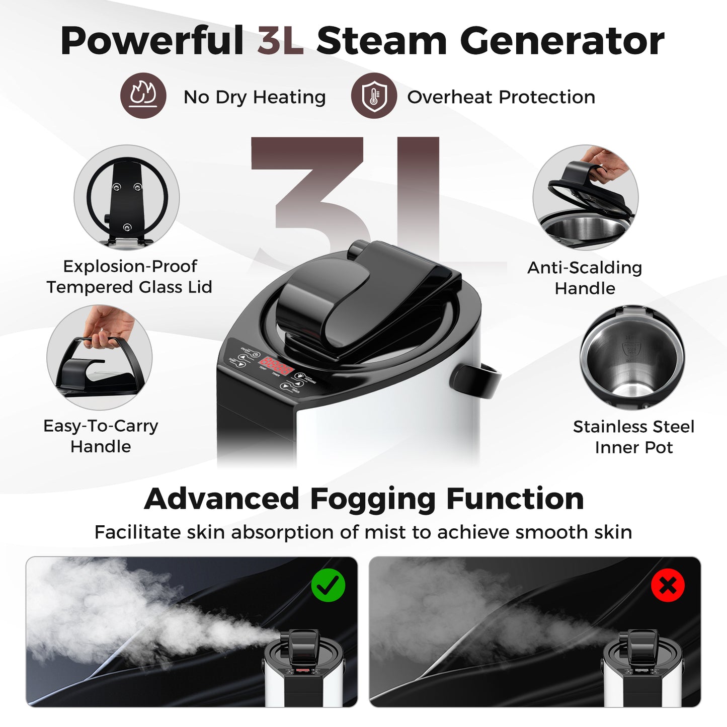 Portable Steam Sauna for Home with 3L Steam Generator-Coffee