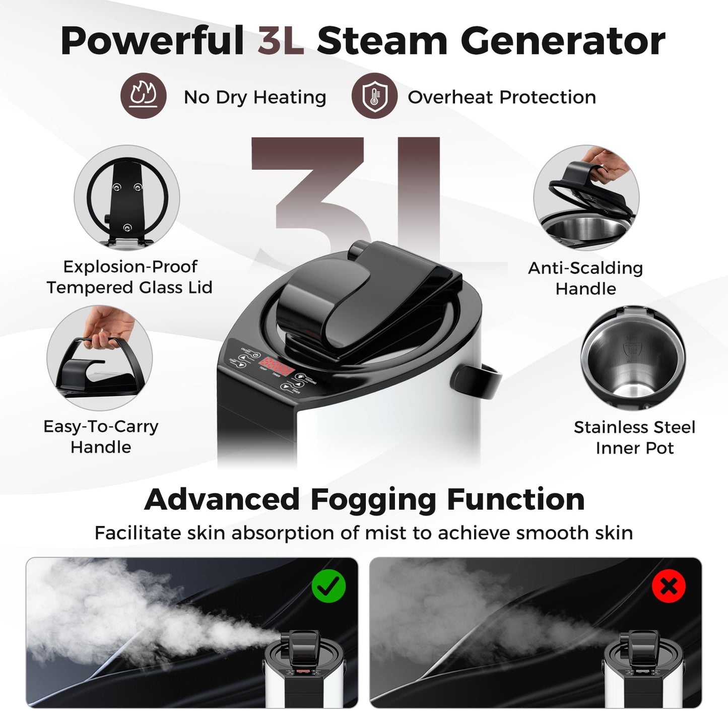 Portable Steam Sauna for Home with 3L Steam Generator-Coffee