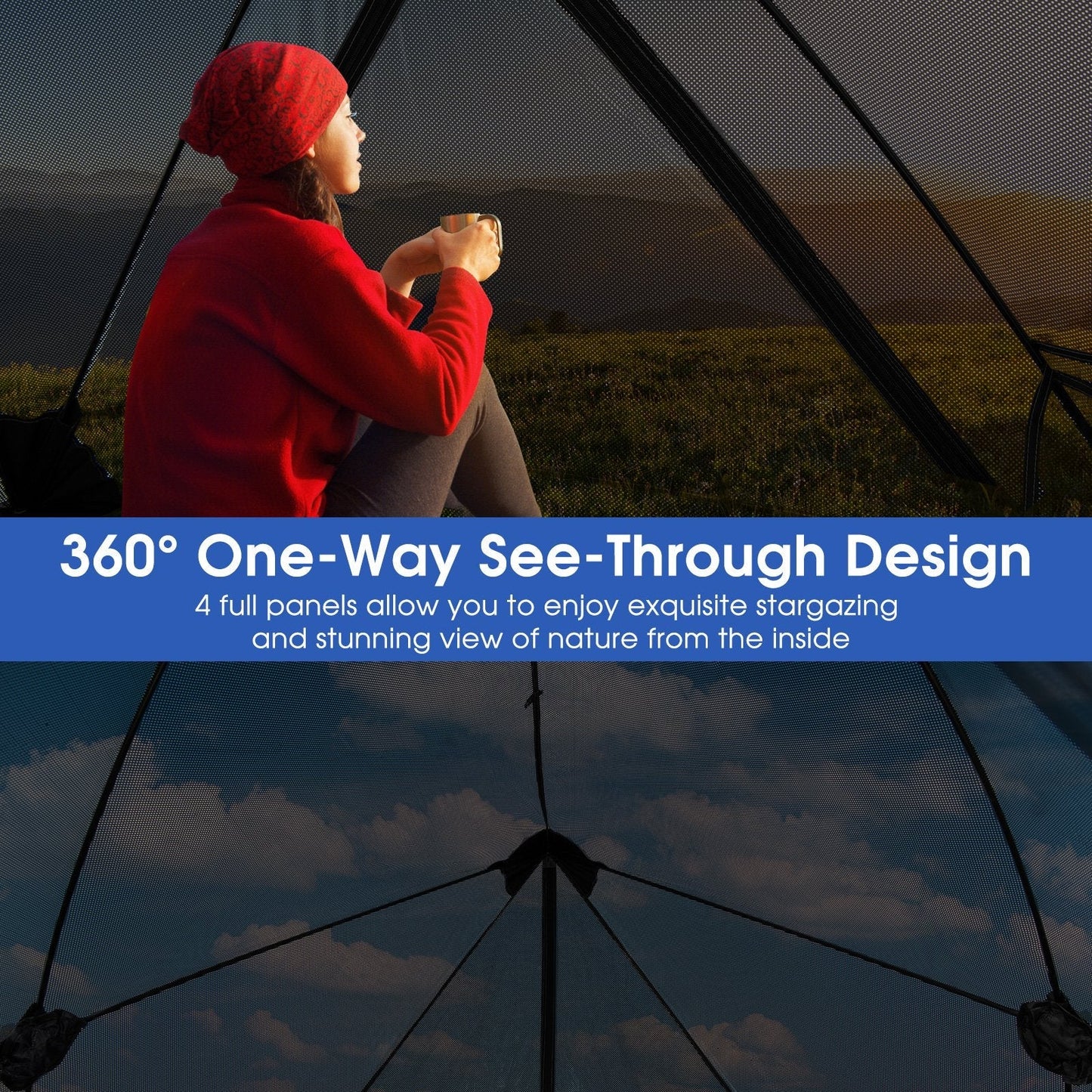 Pop-up Camping Tent with Carry Bag and Rainfly for 2-3 People-Grey