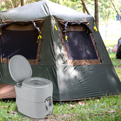 Portable Toilet with 20 L Detachable Waste Tank-Dark Grey