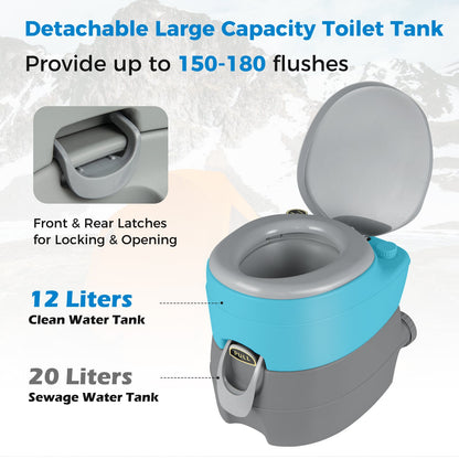 Portable Toilet with 20 L Detachable Waste Tank-Dark Grey