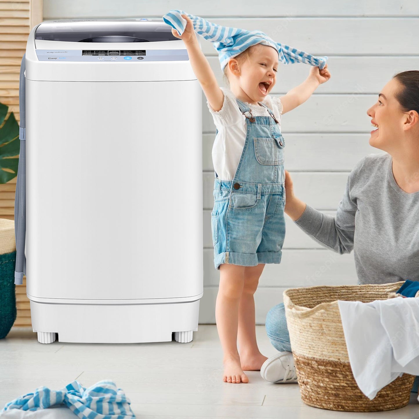 Portable Washing Machine with 8 Water Levels and 10 Washing Programs