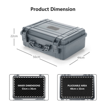 Portable Grey Waterproof Hard Case with Customizable Fit Foam-Grey-56 x 44 x 22 cm