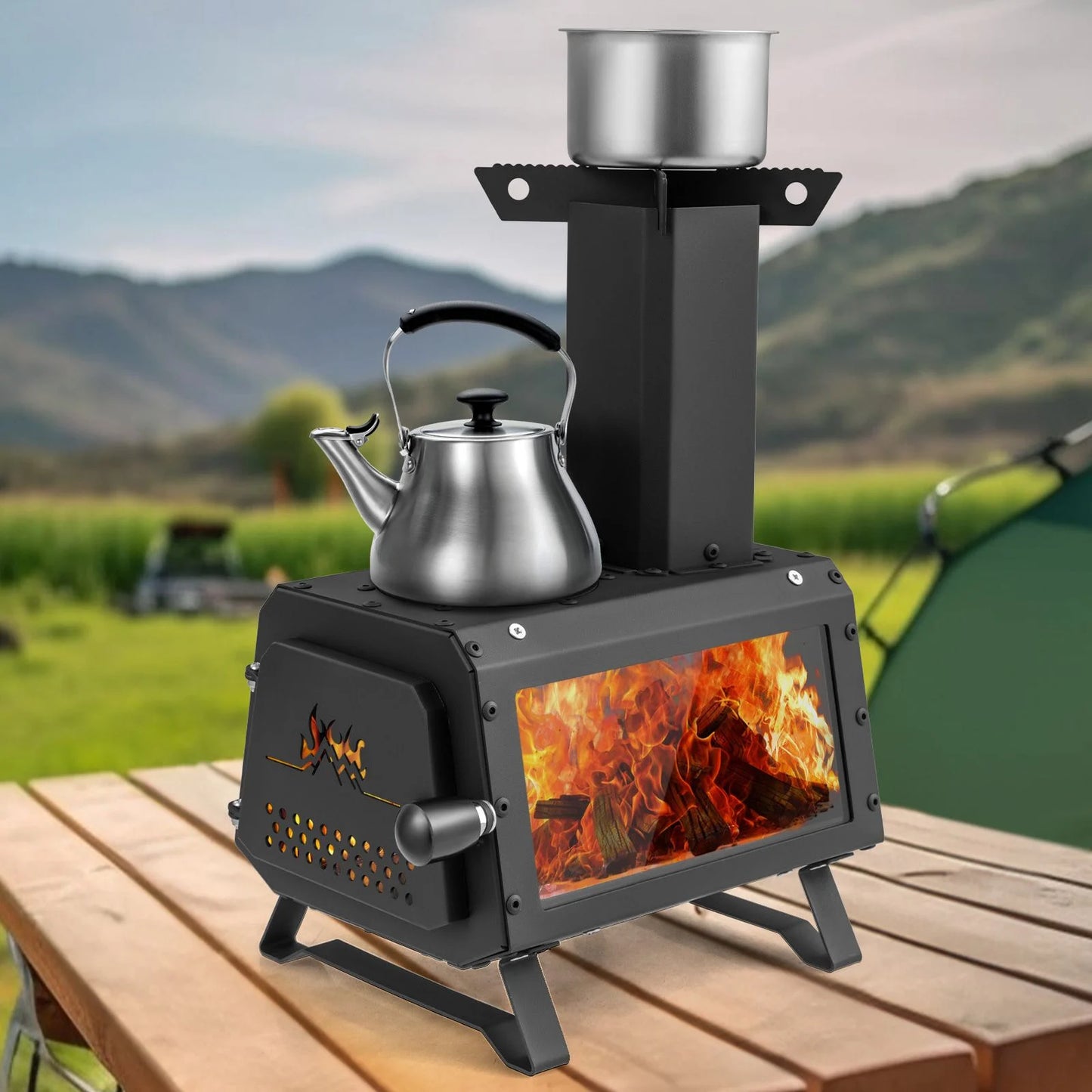 Portable Wood Burning Stove with 2 Cooking Positions