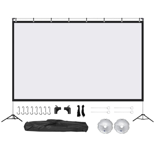120 inch Projector Screen and Stand, Portable Front & Rear Projection Screen, 4K HD 16:9 Screen for Outdoor and Indoor, Home Theater, Presentation