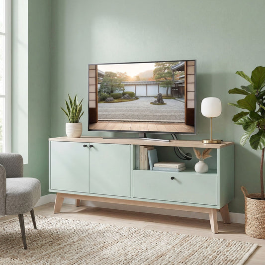 HOMCOM TV Stand Cabinet for Television up to 36 Inch, Modern TV Unit with 2 Doors, Entertainment Center with Adjustable Shelf