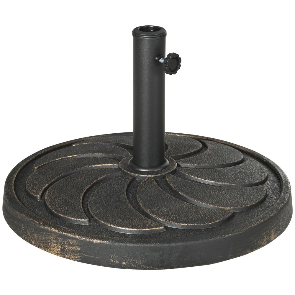 Outsunny 18kg Resin Garden Parasol Base, Round Outdoor Market Umbrella Stand Weight for Poles of Î¦38mm to Î¦48mm, Bronze