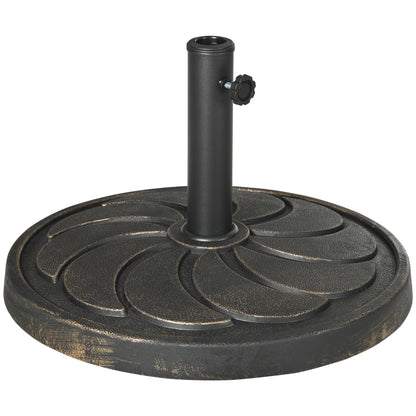 Outsunny 18kg Resin Garden Parasol Base, Round Outdoor Market Umbrella Stand Weight for Poles of Î¦38mm to Î¦48mm, Bronze