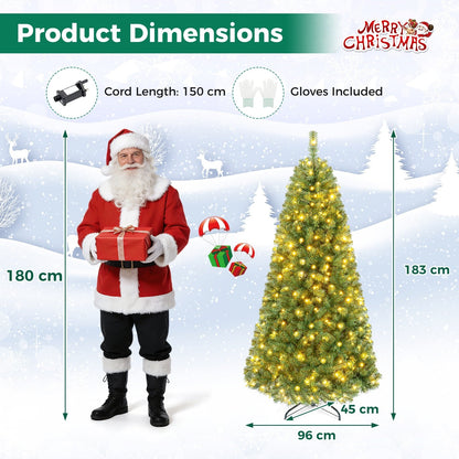 Pre-Lit Christmas Tree with 350 LED Lights & 9 Modes and Remote for Christmas-183 CM