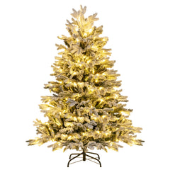 Pre-Lit Artificial Christmas Tree with PE PVC Branch Tips and Warm White LED Lights-4.5 ft